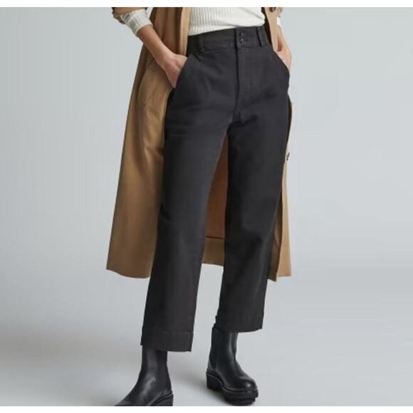 NWT Everlane The Organic Straight Leg Pant In Black Size 00